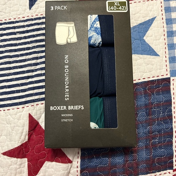 BNIB No Boundaries Men’s Size XL Tag-Free Printed Stretch Box Briefs Set of 3 - Picture 2 of 3